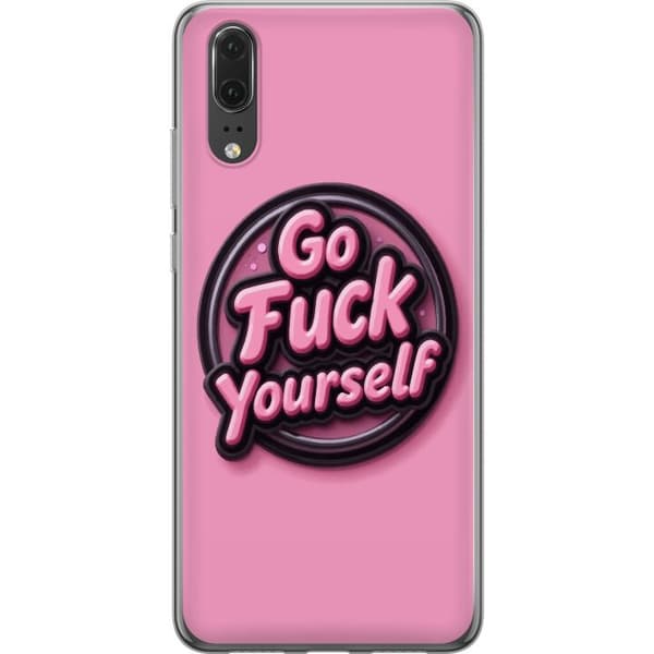 Kompatibelt Mobildeksel til Huawei P20 Rosa 3D textposter