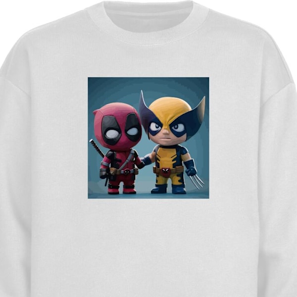 Sweatshirt för Vuxen | Klassisk Collegetröja Deadpool & Wolv vit XXL