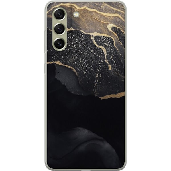 Samsung Galaxy S21 FE 5G Gennemsigtig cover Sort guld abstrakt