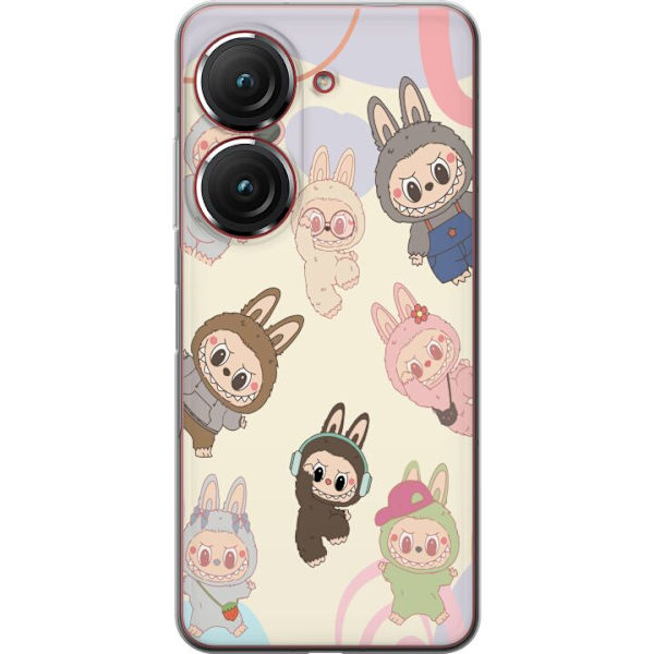 Asus Zenfone 9 Läpinäkyvä kuori Labubu Pop Mart Kokoelma Motiivi Figuuri Kokoelma Suunnittelu Suosittu Taidelelu Pop Mart Luova Graafinen