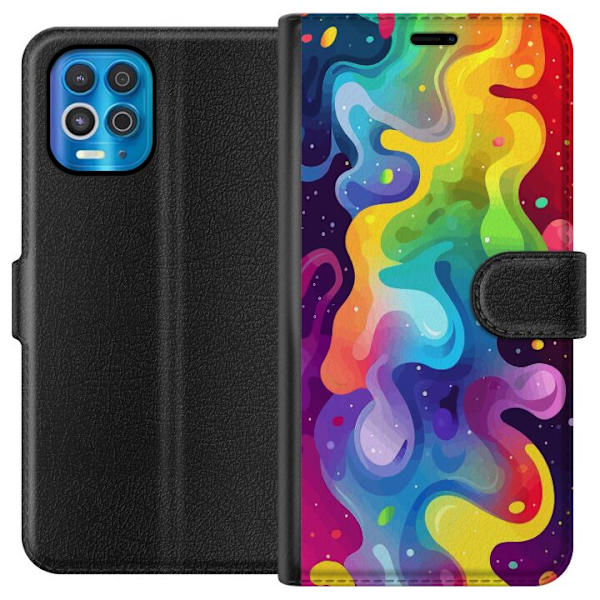 Motorola Edge S Plånboksfodral Color Splash Abstrakt Konst Design Färgstarkt Mönster Modern Populär Väggkonst Grafiskt Trend
