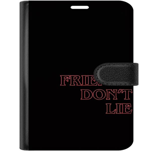 Kompatibel Tegnebogsetui til Apple iPhone Duo Teksten Friends Don't Lie - citatmotiv med lyserød tekst på sort baggrund sort