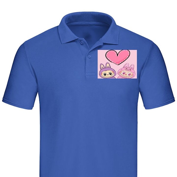 Poloshirt til Voksen | Elegant Poloshirt Labubu Pink Monster Blå XX-Large