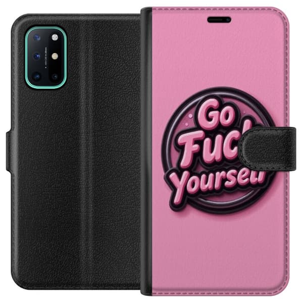 Kompatibel Tegnebogsetui til OnePlus 8T Rosa 3D textposter