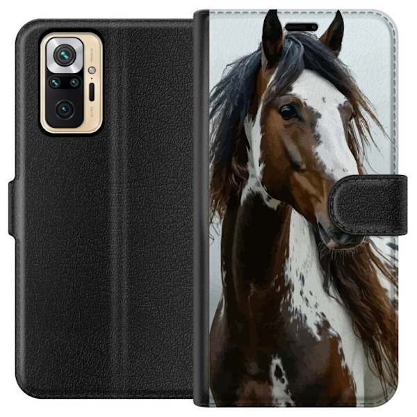 Xiaomi Redmi Note 10 Pro Plånboksfodral Häst Djurmotiv Grafisk Design Natur Kraftfullt Motiv Populär Väggkonst Djurtema Ridning