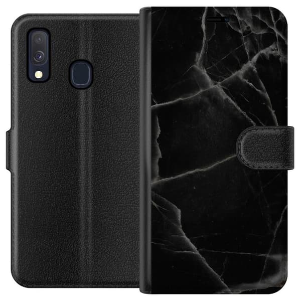 Kompatibel Tegnebogsetui til Samsung Galaxy A40 Sort marmor
