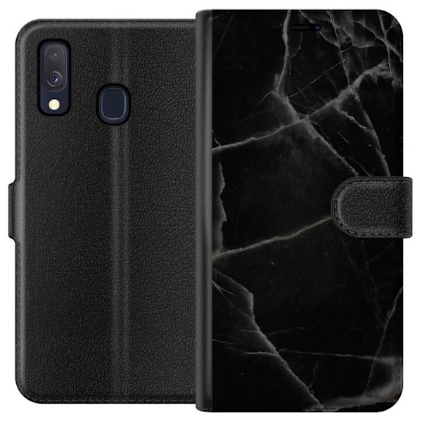 Samsung Galaxy A40 Tegnebogsetui Sort marmor