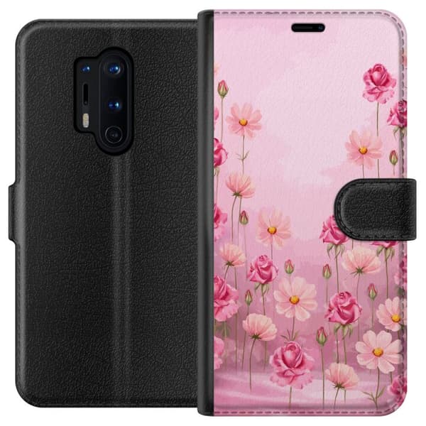 Kompatibel Tegnebogsetui til OnePlus 8 Pro Kronbladsdrøm Blød blush