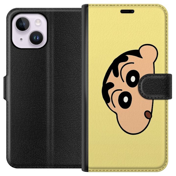 Apple iPhone 15 Plus Tegnebogsetui Peeking Shinchan