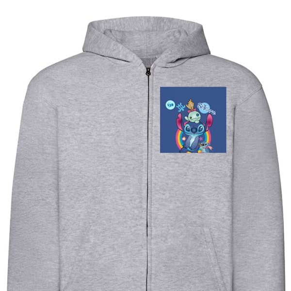 Zip-Hoodie | Huvtröja med Dragkedja för Vuxna Stitch och vä grå M