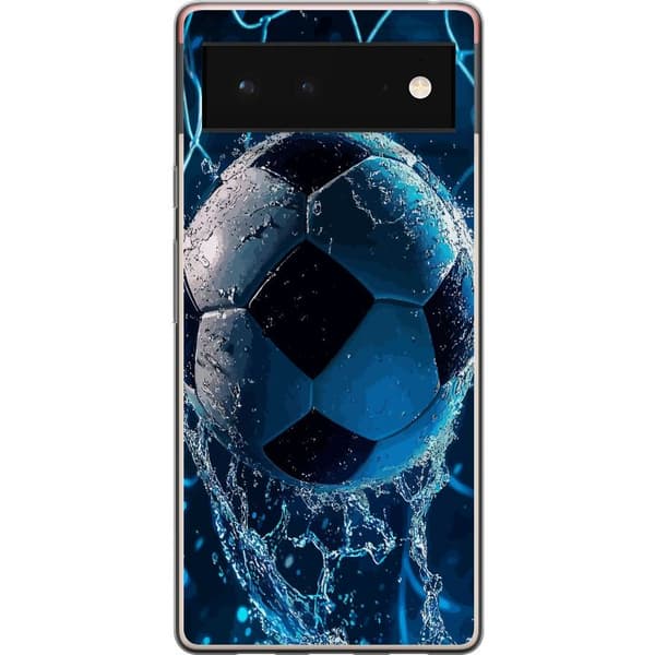 Kompatibelt Mobildeksel til Google Pixel 6 Nærbilde av ball med blått vannsprut og dynamisk bakgrunn blå
