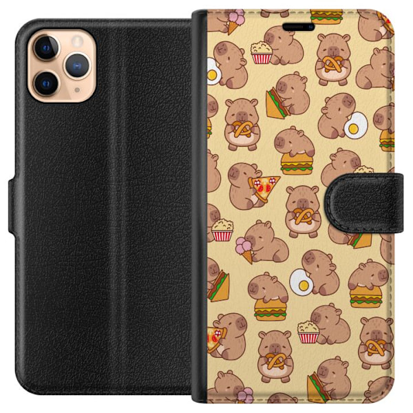 Apple iPhone 11 Pro Max Plånboksfodral Kawaii capybara mobilskal med flera söta figurer