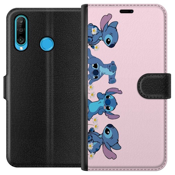 Huawei P30 lite Plånboksfodral Stitch Skratt & Bus – Perfekt för Mobilskal eller Poster