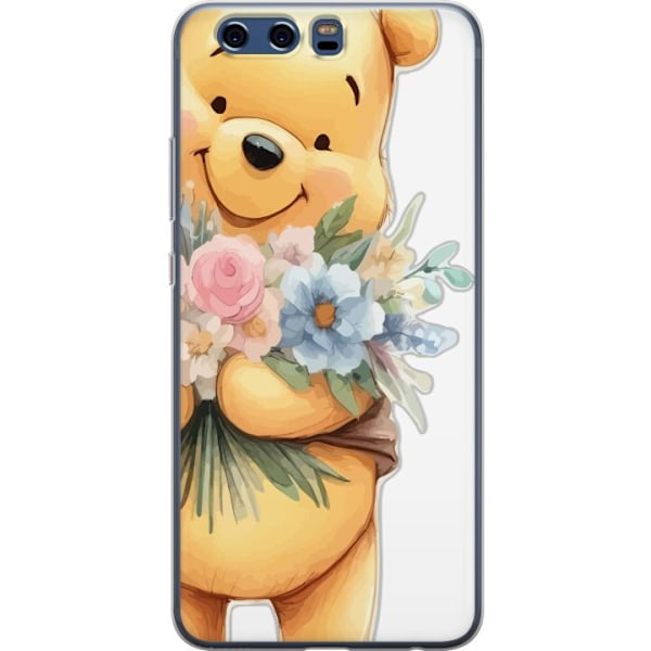 Huawei P10 Gjennomsiktig deksel Nalle Puh med blomster - klass