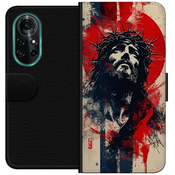 Huawei nova 8 Pro Lompakkokotelo Jeesus ristillä - kristillinen aihe vahvalla symboliikalla uskosta ja toivosta