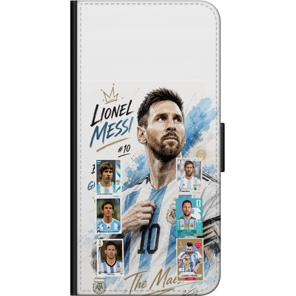 Kompatibel Tegnebogsetui til OnePlus 7T Lionel Messi med argentinske farver og klassiske samleobjektkort i collage blå