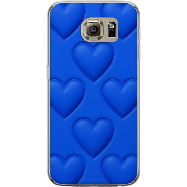 Samsung Galaxy S6 Läpinäkyvä kuori Siniset Sydämet