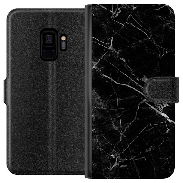 Samsung Galaxy S9 Tegnebogsetui Sort Marmor