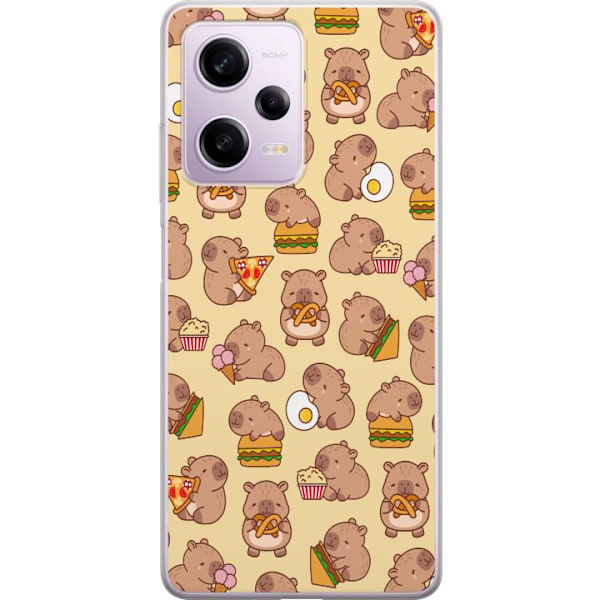 Xiaomi Redmi Note 12 Pro Genomskinligt Skal Kawaii capybara mobilskal med flera söta figurer