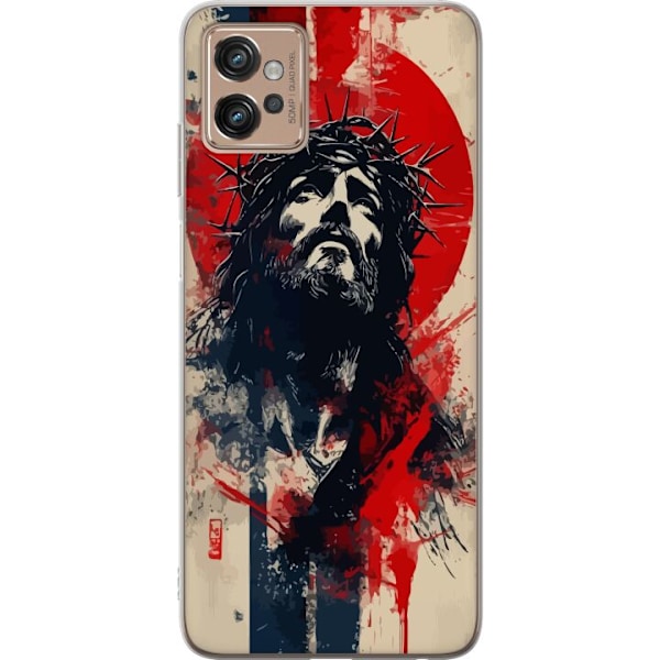 Motorola Moto G32 Läpinäkyvä kuori Jeesus ristillä - kristillinen aihe vahvalla symboliikalla uskosta ja toivosta