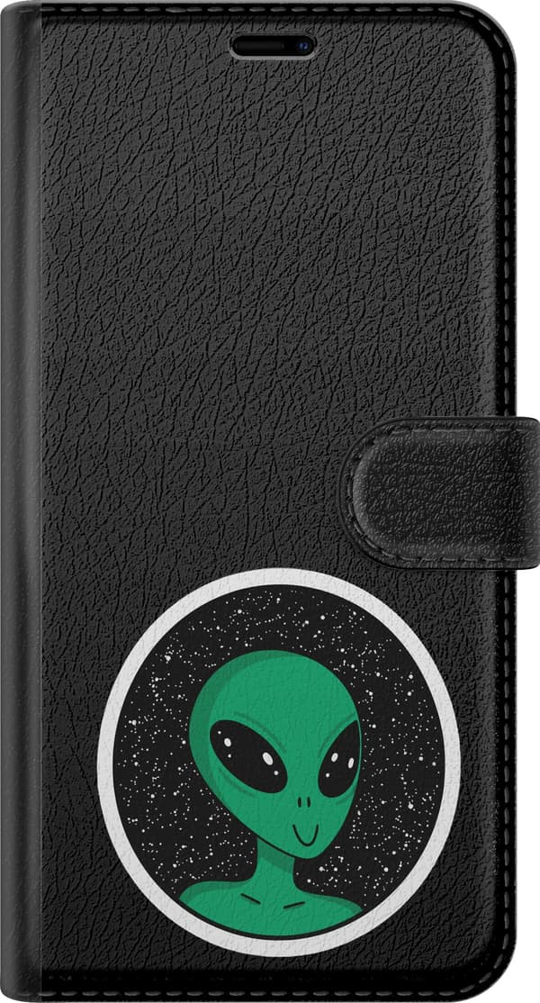 Kompatibel Tegnebogsetui til Google Pixel 7a Stjernekreds - Grønt motiv med grøn alien i stjernekreds. grøn