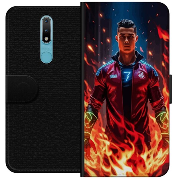 Nokia 2.4 Tegnebogsetui Ronaldo Inferno - fodboldhelt i flamme