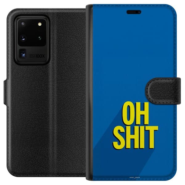 Kompatibelt Plånboksfodral till Samsung Galaxy S20 Ultra Oh Shit text blå