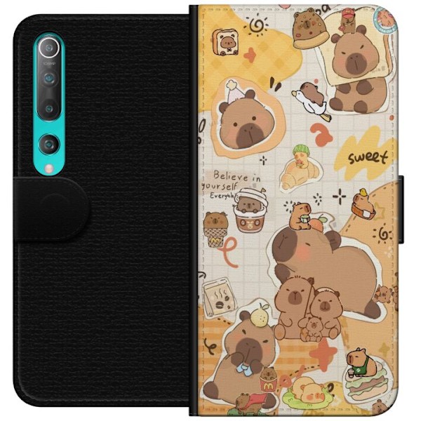 Xiaomi Mi 10 5G Plånboksfodral Kawaii capybara mobilskal med gulliga djurmotiv