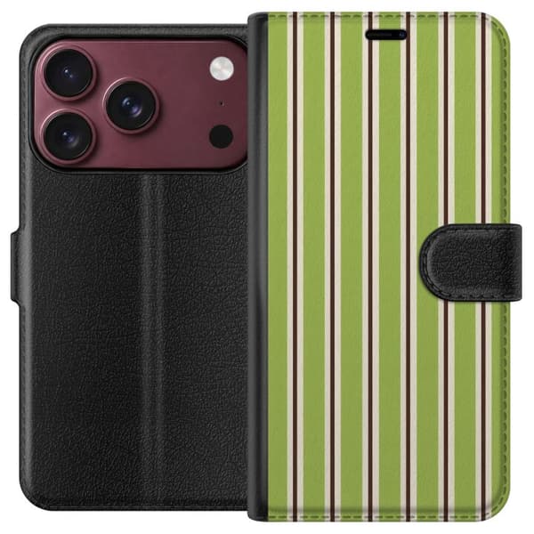 Kompatibel Tegnebogsetui til Apple iPhone 18 Pro Matcha Stripe grøn