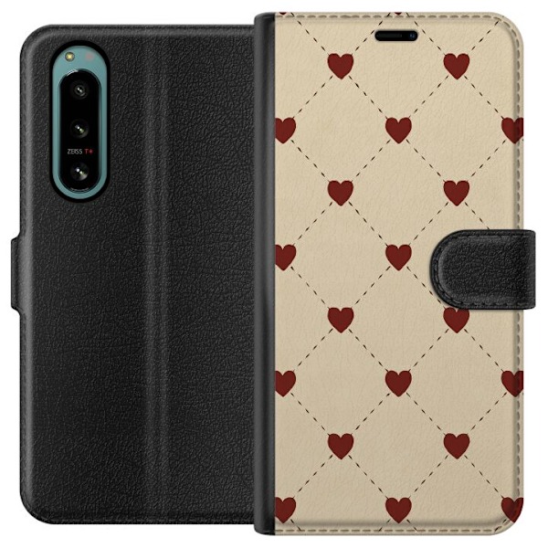Sony Xperia 5 IV Lompakkokotelo Sydänverkko