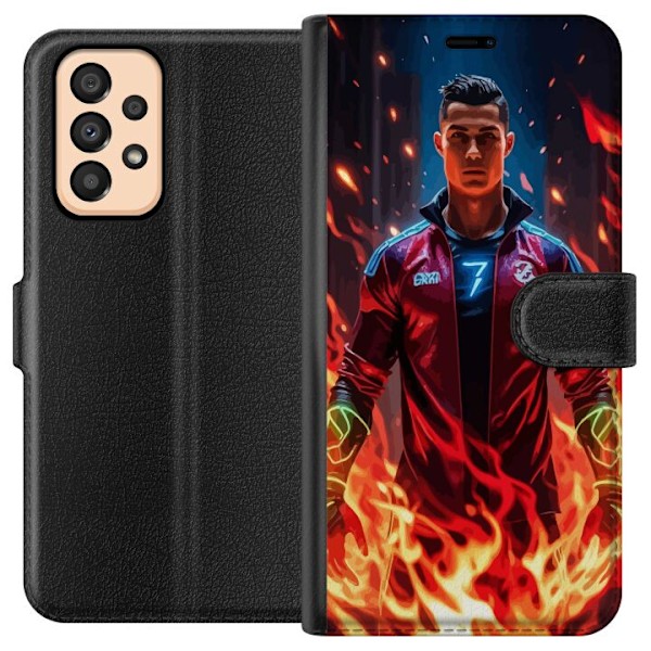Samsung Galaxy A33 5G Plånboksfodral Ronaldo Inferno – fotbollshjälte i eldflammor