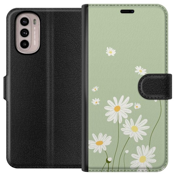 Motorola Moto G31 Lompakkokotelo Papukaijanpaparit - kukallinen kuviointi ruotsalaiseen kesätyyliin