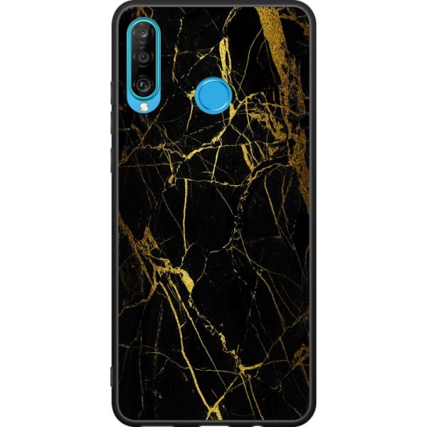 Huawei P30 lite Musta kuori Marmori Musta & Kulta