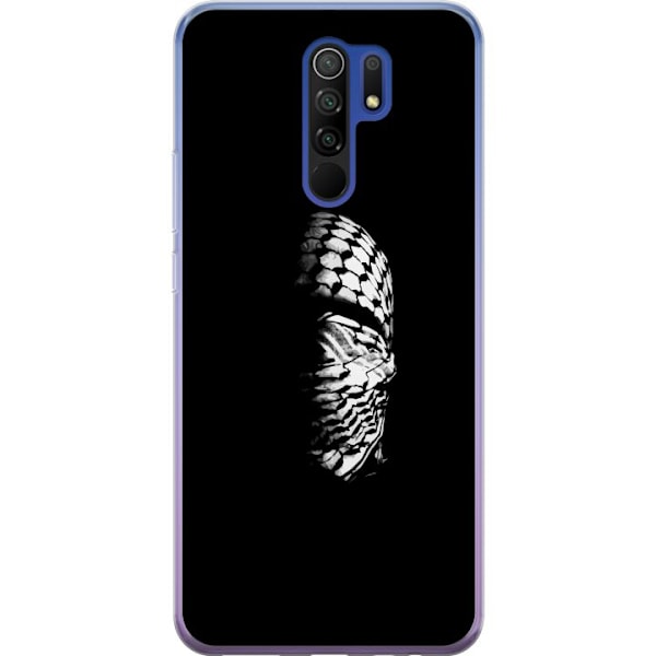 Xiaomi Redmi 9 Läpinäkyvä kuori Keffiyeh-kuviointi - klassinen palestiinalainen mustavalkoinen shaali, jolla on kulttuurinen merkitys