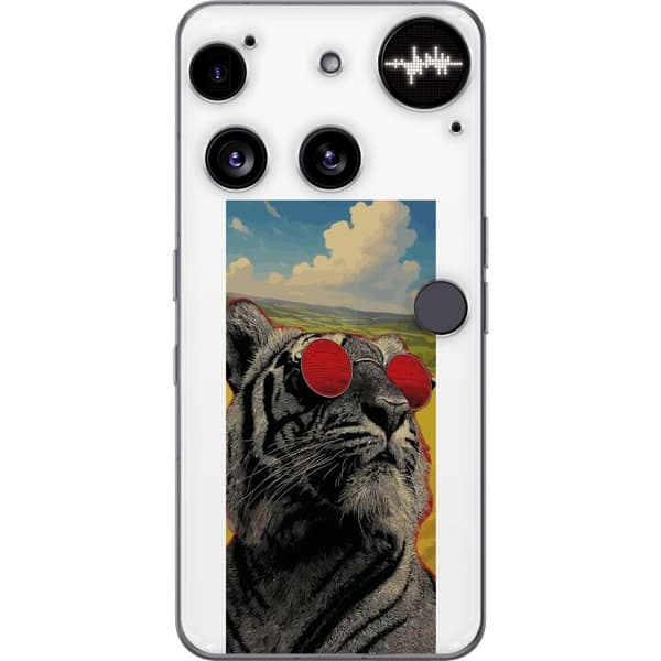 Kompatibelt Mobildeksel til Nothing Phone (3) Cool tiger med røde solbriller i popkunststil grå