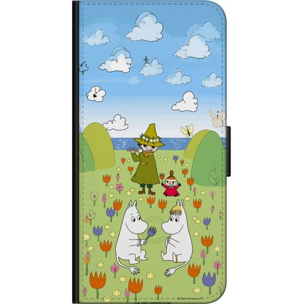 Kompatibelt Lommeboketui til OnePlus 9 Pro Mumin i blomsteräng grønn