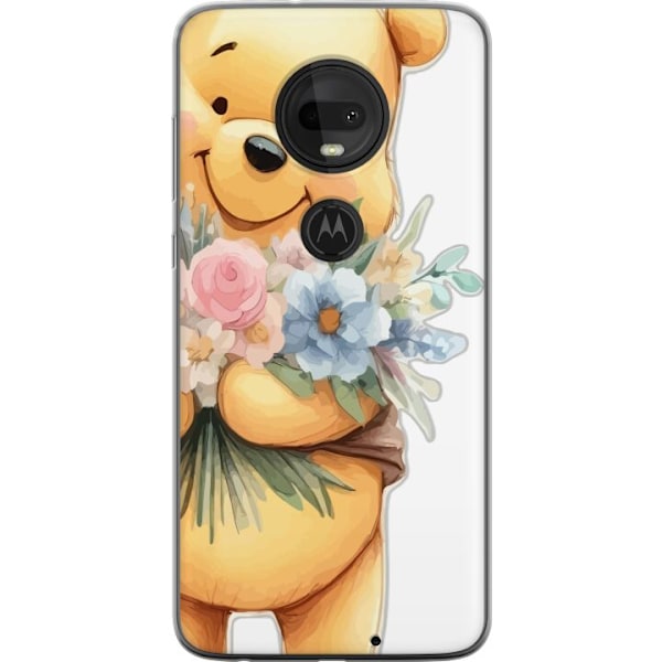 Motorola Moto G7 Läpinäkyvä kuori Nalle Puh kukkien kanssa