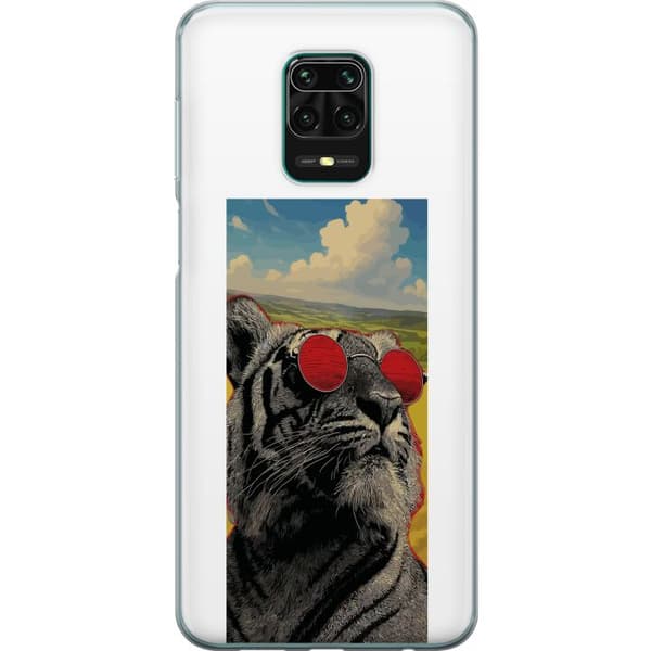 Kompatibelt Mobildeksel til Xiaomi Redmi Note 9 Pro Cool tiger med røde solbriller i popkunststil grå