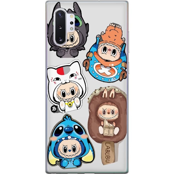 Samsung Galaxy Note10+ Gennemsigtig cover Labubu figur samling - Pop Mart Labubu The Monsters i farverigt design