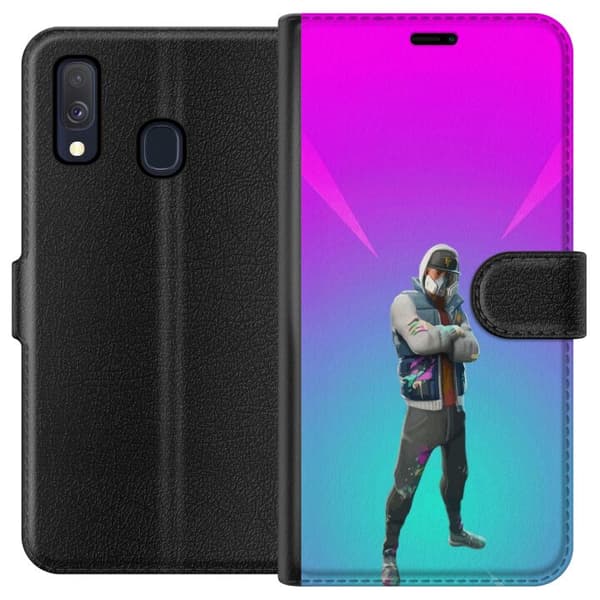 Kompatibel Tegnebogsetui til Samsung Galaxy A40 sort ridder fortnite