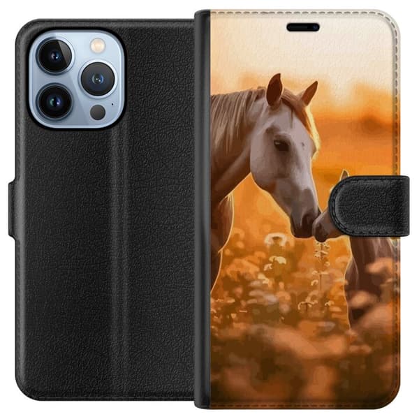 Kompatibel Tegnebogsetui til Apple iPhone 13 Pro Heste