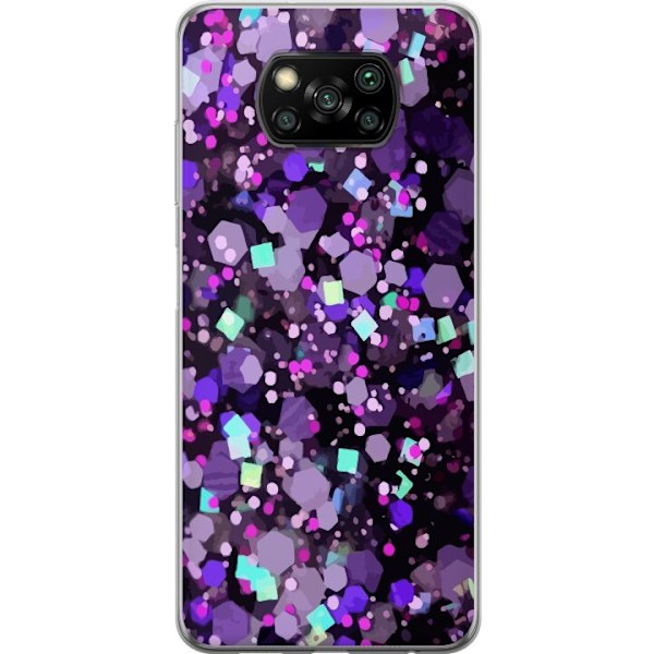 Xiaomi Poco X3 NFC Genomskinligt Skal Lila Glitter