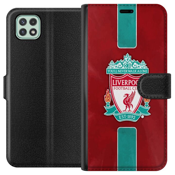 Samsung Galaxy A22 5G Tegnebogsetui Liverpool FC - Klassisk Fodboldstolthed i Rødt