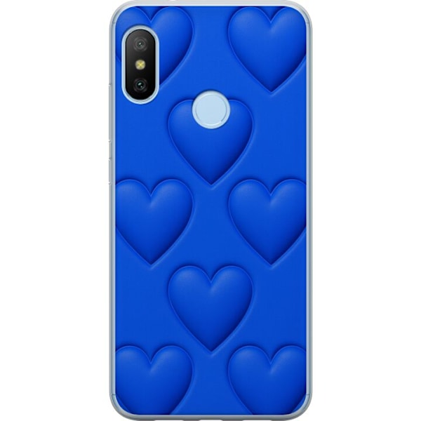 Xiaomi Mi A2 Lite Läpinäkyvä kuori Siniset Sydämet
