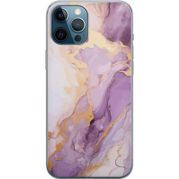 Kompatibelt Mobildeksel til Apple iPhone 12 Pro Max Marmor Lilla Gull