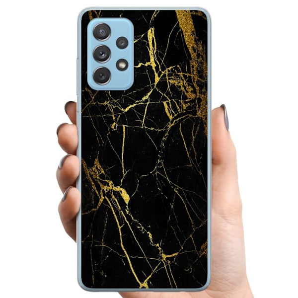 Samsung Galaxy A72 5G TPU Mobildeksel Marmor Svart & Gull