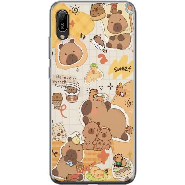 Huawei Y6 Pro (2019) Läpinäkyvä kuori Kawaii capybara mobilskal med gulliga djurmotiv