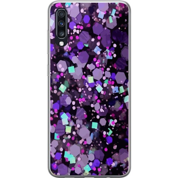 Samsung Galaxy A70 Gennemsigtig cover Lilla Glitter