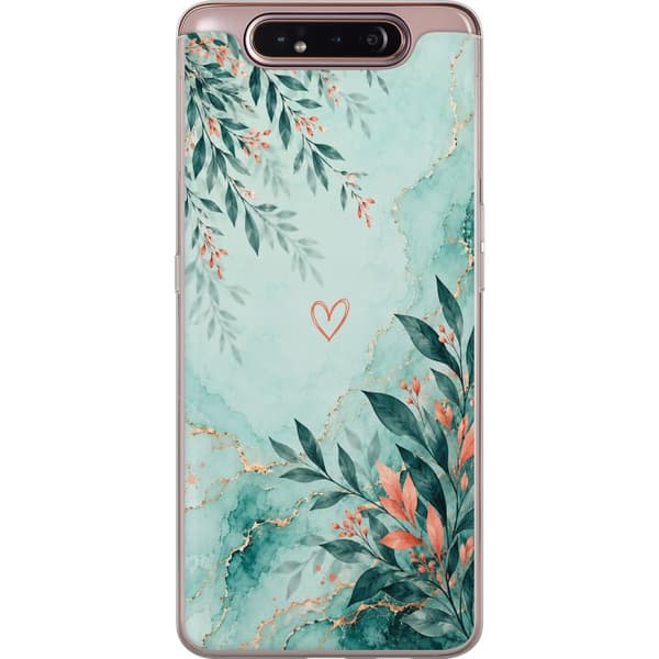 Kompatibelt Mobildeksel til Samsung Galaxy A80 Korallblad turkis