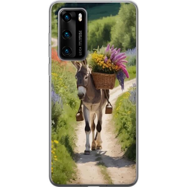 Huawei P40 Läpinäkyvä kuori Aasi Eläinaihe Rauhallinen Suunnittelu Luontoaihe Suosittu Koristelu Huumori Graafinen Eläinteema Eksoottinen
